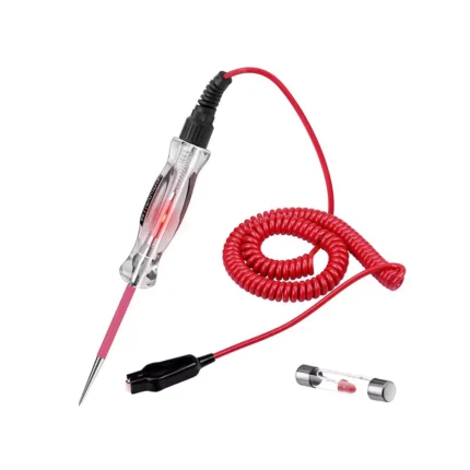 Premium LED Bulb Automotive Circuit Tester, 6-24V Test Light with 135 Inch PU Extended Spring Wire, Sharp Hard Steel Probe Vehicle Circuits Low DC Voltage Light Tester